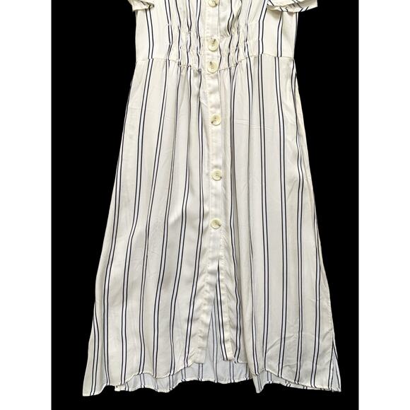 ZARA Ivory & Black Striped Viscose Button Down Shirt Dress Sz SML - Picture 9 of 16